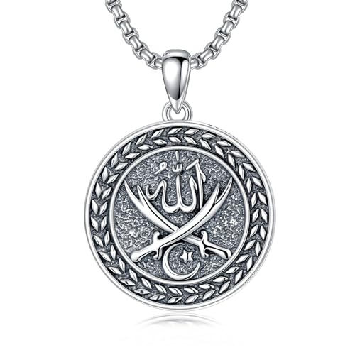 PELOVNY Allah Necklace for Men Women 925 Sterling Silver Islam Allah Pendant Chain Islamic Muslim Religious Jewelry Gifts - color: Allah-05