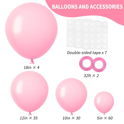 RUBFAC Pink Balloons Pastel Pink Balloon Arch Kit Different Sizes 129pcs - color: Baby Pink