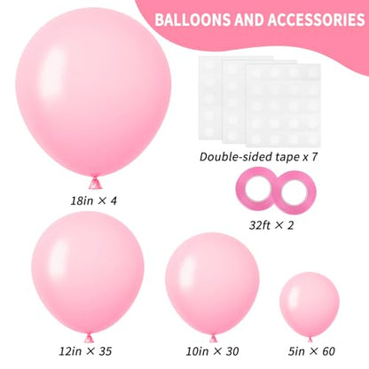 RUBFAC Pink Balloons Pastel Pink Balloon Arch Kit Different Sizes 129pcs - color: Baby Pink