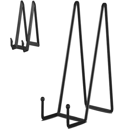 IBosins 5-Pack 14-Inch Plate Holder Display Stands Black Metal Frame Stand | Large Stand for Picture, Book, Photo, Easel, Creation, Collectibles - color: Black, size: 14 Inch