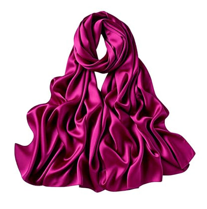 Lina & Lily Luxury Satin Hijab Head Scarf Shawl Wrap for Muslim Women Extra Long - color: Magenta