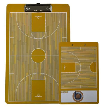 Basketball Coaching Board | Double-Sided Premium Dry Erase Clipboard with Full & Half Court (Yellow) - color: Yellow