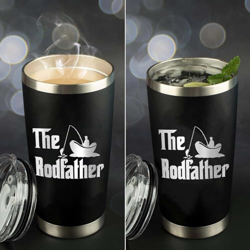 Fishing Gifts for Father - The RodFather Fish Tumbler 20oz Funny Fish Cups - Fishing Cup for Father, Dad - Fathers Day Christmas Birthday Fisherman Gifts - Bass Fisherman Trout Tumbler - color: DadFishing