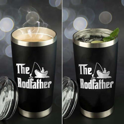 Fishing Gifts for Father - The RodFather Fish Tumbler 20oz Funny Fish Cups - Fishing Cup for Father, Dad - Fathers Day Christmas Birthday Fisherman Gifts - Bass Fisherman Trout Tumbler - color: DadFishing