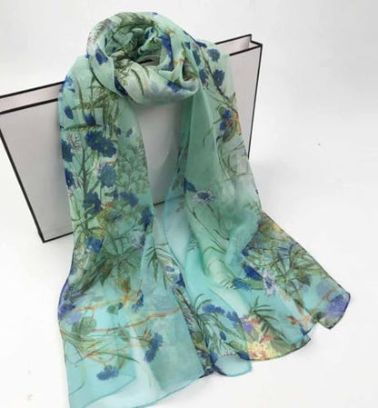 Xyueanlo Scarfs for Women Lightweight Scarves Fashion Print Floral Pattern Scarf Shawls - color: F-green