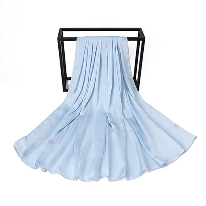 Luxury Silky Satin Hijab for Women, Shimmer Crinkle Muslim Head Scarf, Graceful Feminine Charm - color: Sky Blue