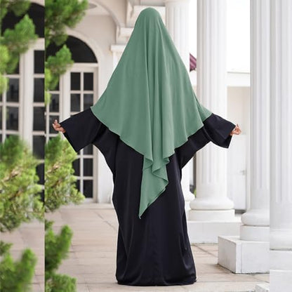 FYMNSI Women's Hijab Muslim Islamic Khimar Long Head Scarf Solid Color Modest Prayer Shawl Hijab Cover for Ramadan Eid