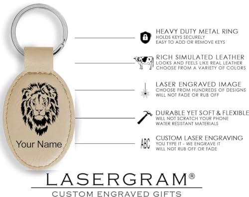 LaserGram Oval Keychain, Allah 2, Personalized Engraving Included (Beige) - color: Beige