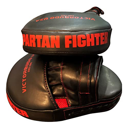 Punch Boxing Mitts Focus Pads Kicking Punching Leather Target Boxing Pads Karate Combat Martial Arts Training Gloves Muay Thai Pad for Adults Unisex Black Color (Pair)