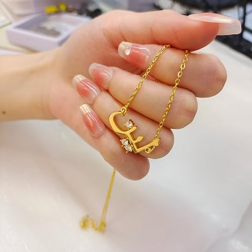 LUSSO Customized 14K Gold Filled Name Plate Necklaces For Women And Men - Customized Necklace Arabic Nameplate Pendant Ethnic, Personalized Name Necklace - color: 6 - Gold Name Necklace Personalized