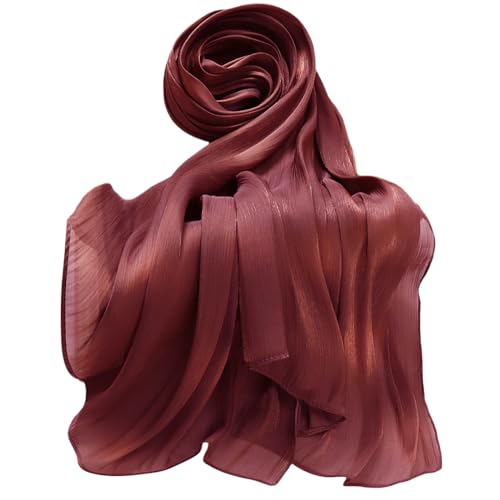 Lina & Lily Sheen Shimmer Women's Crepe Scarf Shawl Wrap Head Hijab Lightweight - color: Brick Red