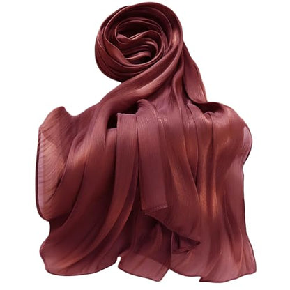 Lina & Lily Sheen Shimmer Women's Crepe Scarf Shawl Wrap Head Hijab Lightweight - color: Brick Red