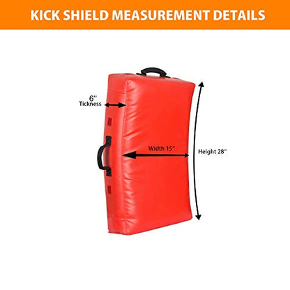MACS Curved kick shield Thai pad for training Martial Arts punches and kicks blocking surface, strike body sports shield Adult Size 28"x15" and Kids Size 24''x13''- 1 Piece