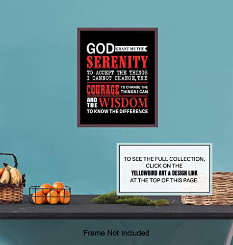 Serenity Prayer Wall Art Print - AA Recovery Poster 8x10 Unframed | Serenity Prayer Wall Decor, Recovery Gift Ideas, Sobriety Gifts For Women, Twelve Step Program Art, Addiction Recovery Decor