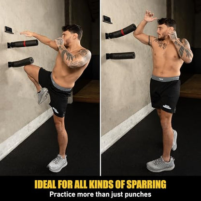 Elite Wall-Mount Punching Bag Training Bar with Phone Holder, Wall Brawl Boxing Speed Bag Reflex Trainer Equipment for Wing Chun, Kung Fu, Self Defense, MMA, Fitness, Uppercuts, Hooks, Jabs, Sparring