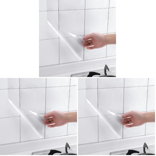 Clear Contact Paper Roll 17.7'' x 118'' Clear Glossy Self-Adhesive Film Cover Removable Protective Film Transparent Liners Drawers Shelves Kitchen Cabinets Desks Fridge Roll (Pack of 3) - color: Clear, size: 17.7"W x 118"L (Pack of 3)