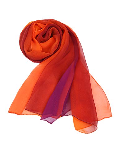uxcell Women'sChiffon Sheer Long Scarf Silky Gradient Party - color: Orange Purple