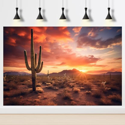 Reptile Tank Backdrop Sunset Desert Terrarium Background Saguaro Cacti Silhouetted Against Sunset Sky Rugged Terrain Vibrant Desert Colors Jungle Landscape Tank Backdrop 48x24in - color: Cacti Green, size: 48(W)x24(H)inches/ 120(W)*60cm(H)