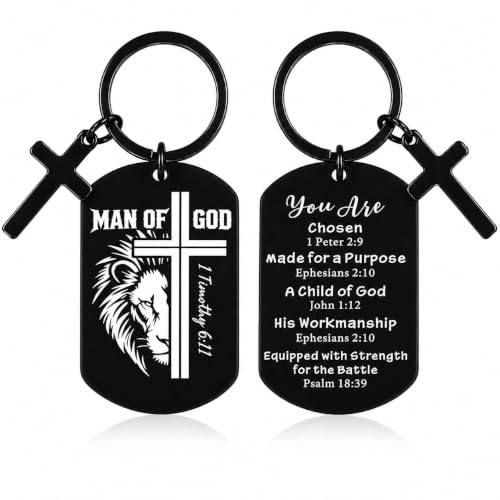 1PCS Mens Christian Keychain - Man of God Gifts for Men Boys