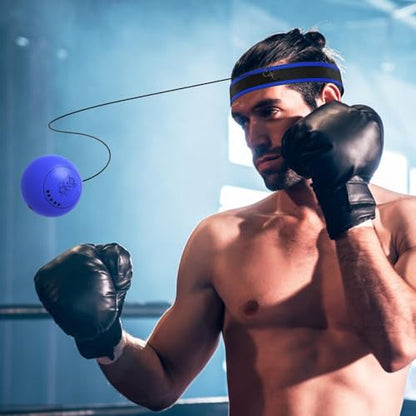 Reflex Ball Headband Multifunctional Fun Effective Reaction Training | Kids Beginners Punching Headband for Professionals Enthusiasts Beginners Amateurs Lovers Families Friends - color: Blue ball