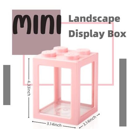 Mini Sea Monkey Tank, Small Shrimp Tank Stackable Mini Aquariums for Fairy Shrimp Eggs Moss Balls, 0.25 Gallon Temporary Betta Fish Tank Ant Feeding Case Mini Reptile Tank - color: Pink