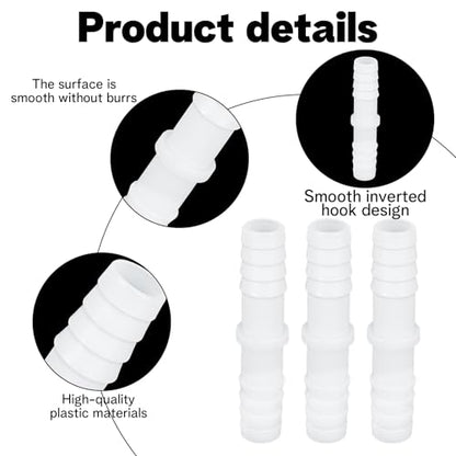 6 Pcs 1/2" x 1/2" Barbed Hose Fittings Plastic Hose Barb Fitting Barbed Splicer Mender Joint Adapter Union Fitting for Aquarium Household Fuel Gas Liquid Air Repair