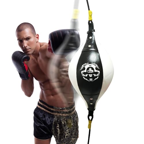 Speed Bag Stable Speed Reactive Full Body Boxing | Speed Training Boxing Ball for Home Gym, Indoor Fitness, Punching Bag Workout, Men Women Stress Relief, Cardio - color: Black and white