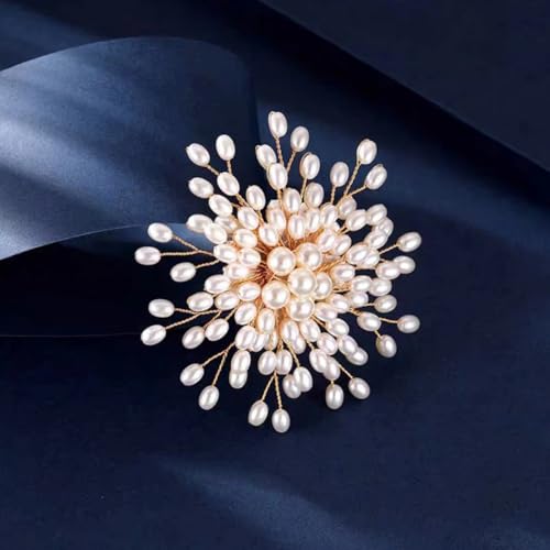 Large Flower Pearl Brooches for Women Fashion White Cluster Pearls Brooch Lapel Pins Fun Formal Dress Clothes Costume Pin Chunky Floral Jewelry Gift - color: Pearl2