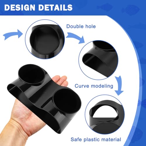 Aquarium Cave Hideout Tunnel, 2-Hole Under Gravel Fish Tank Hide, Black Plastic, 7 x 3.5 x 2.25 in, 2.25 in Openings, Fish and Shrimp Cave Decor