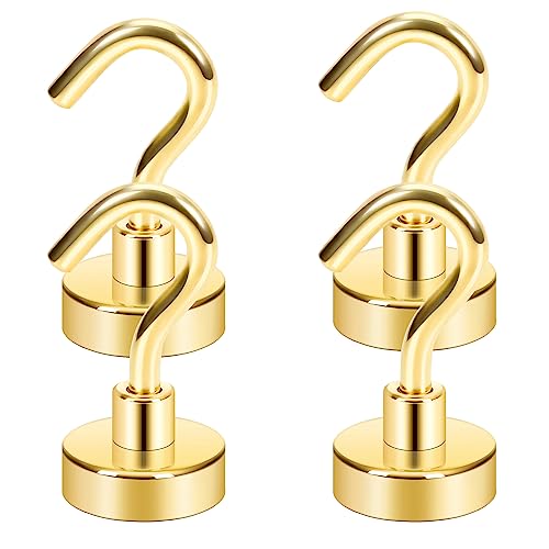 Neosmuk Magnetic Hooks for Cruise Cabins,30lb Heavy Duty,Gold,4 Pack - color: Gold, size: 0.67 inches