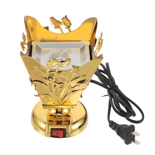 Electric Incense Burner Arabian Style Censer with Floral Embossed Design Metal Incense Burner for Tabletop Yoga Spa Office Church Home Fragrance Decor 5.51 X 3.85 X 3.34 in