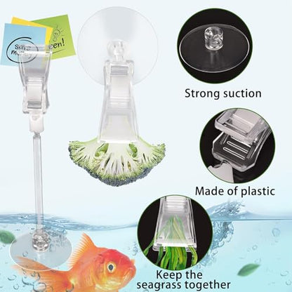 6 Pack Veggie Aquarium Seaweed Clips Fish Food Holder Wide Mouth Clips Plants Suction Cups Algae Clip for Freshwater and Marine Fish Tank (Mixed Clip) - size: Mixed