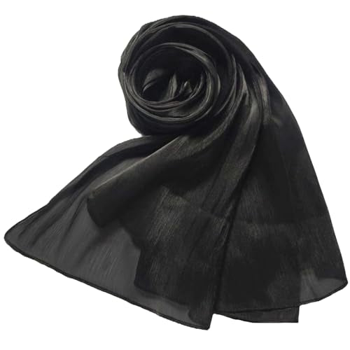 Women Premium Hijab Head Scarf Lightweight Shimmer Scarves Crepe Wedding Shawls and Wraps for Evening Dresses Shiny - color: Black 1#