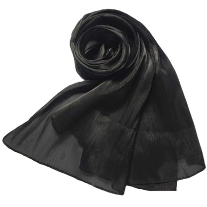 Women Premium Hijab Head Scarf Lightweight Shimmer Scarves Crepe Wedding Shawls and Wraps for Evening Dresses Shiny - color: Black 1#