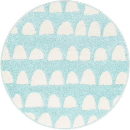 Rugs.com - Whimsy Kids Rug – 3 Ft Round Clear Blue Easy-Clean Stain-Resistant Modern Rug – Perfect for Playrooms, Nurseries, and Kids Bedrooms - color: Clear Blue, size: 3'3" (Round)