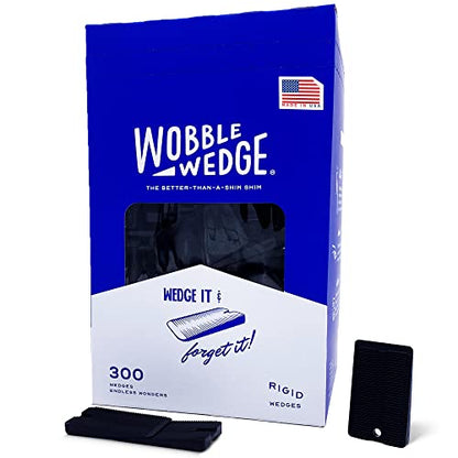 Wobble Wedge Rigid Heavy Duty Leveling Plastic Shims, Black, 300-Pack | Made in USA Rigid Shims with Tough, Durable, Interlocking Non-slip Grip Design; Multipurpose Leveling for Varied Projects - size: 300