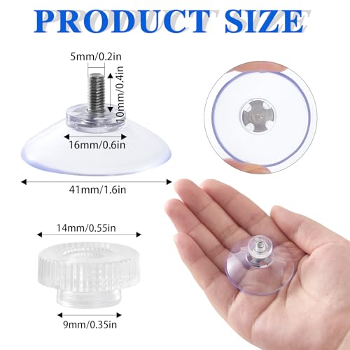 6pcs Clear Suction Cup Glass Suction Pads, 41mm PVC Plastic Sucker Pads, Extra Strong Adhesive Suction Holder Without Hooks for Window Mirror Décor