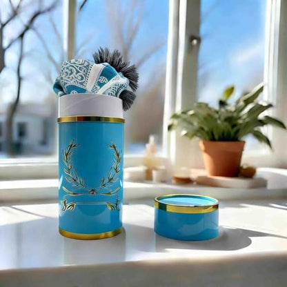 Portable Muslim Prayer Rug and Beads with Gift Box, Soft Islamic Prayer Mat,Travel Praying Mat for Men and Women, Prayer matt Islam Gifts Set, Sajadah/Janamaz/Seccade/سجادة صلاة (Aqua Blue) - color: Aqua Blue