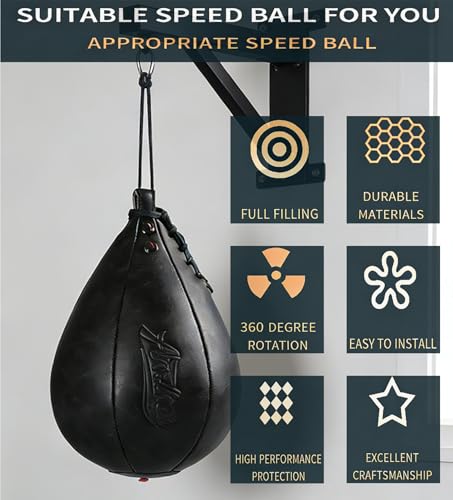 Boxing Speed Punching Bag MMA Training Speed Ball Hanging Swivel Reflex Bag Equipment Workout Kicking Martial Arts Home Gym Exercise Speed Bag - color: Black