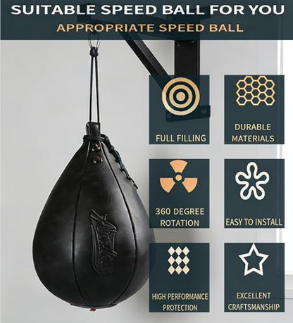 Boxing Speed Punching Bag MMA Training Speed Ball Hanging Swivel Reflex Bag Equipment Workout Kicking Martial Arts Home Gym Exercise Speed Bag - color: Black