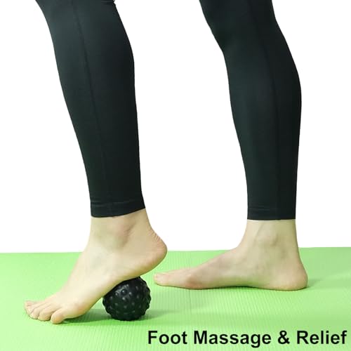 Massage Ball for Deep Tissue and Myofascial Release. 2.9″ Fascia Ball for Muscle Knots, Recovery, Trigger Point Therapy, Pain Relief, Foot Plantar Fasciitis. (Black) - color: Black