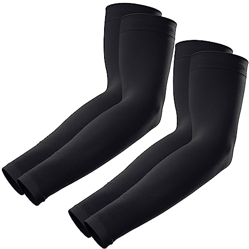 GOUNOD Sun Protection Cooling Compression Arm Sleeves For Men - Gardening Outdoors Sports Workouts volleyball arm sleeves - color: 2 Pairs Black