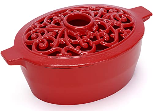INNO STAGE Wood Stove Steamer, Cast Iron Humidifier, 2.5 Quart, Red - color: Red