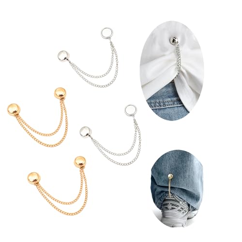 Magnetic Clothing Clips, 4 Packs Strongest Magnetic Strength Buttons Clips, Multi-Purpose Magnetic Pinless Brooch for Women Clothes Hijab Magnets (2Gold 2Silver, GS-4)