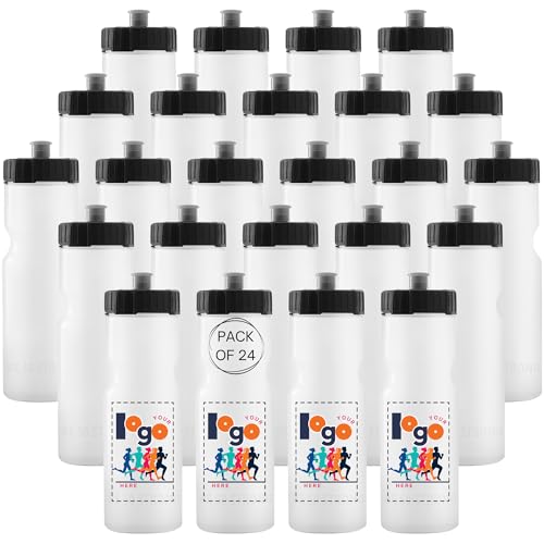 50 Strong | Custom Water Bottles, 24-Pack, 22 oz, Personalized, Logo Ready - color: Custom