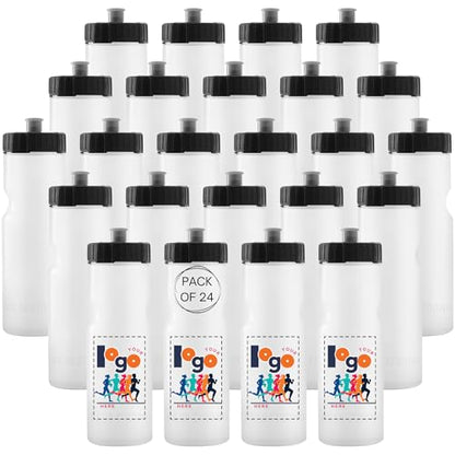 50 Strong | Custom Water Bottles, 24-Pack, 22 oz, Personalized, Logo Ready - color: Custom