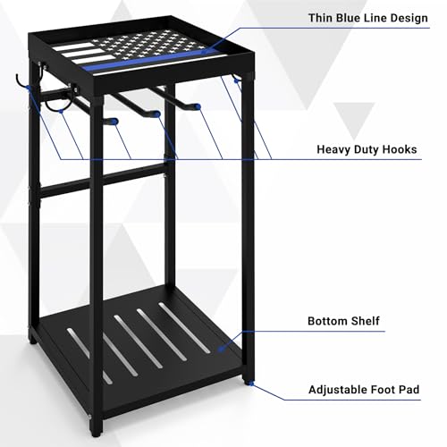 Neoaider Police Gear Rack, Police Hanger with Hooks | Tactical Duty Gear Rack Decor with Thin Blue Line Flag, Black Body Armor Stand for Police Gift - size: Police Gear Stand
