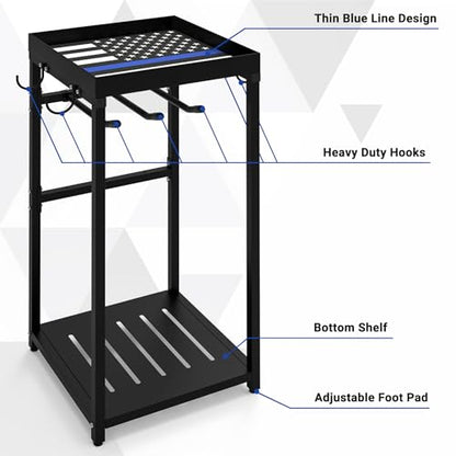 Neoaider Police Gear Rack, Police Hanger with Hooks | Tactical Duty Gear Rack Decor with Thin Blue Line Flag, Black Body Armor Stand for Police Gift - size: Police Gear Stand