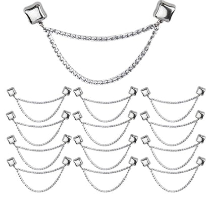 Hijab Magnets with Chain - 10X Strongest Magnetic Strength Buttons Clips | Multi-Purpose Clothing Shawl Clips Clothing Accessories for Scarves, Hats - color: Silver