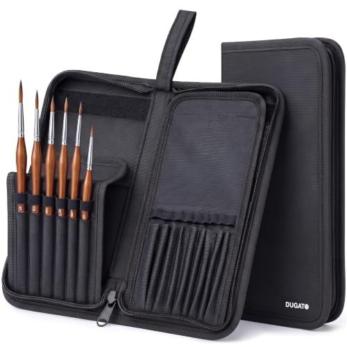 Short Brush Holder & Organizer, Canvas Case 5.4 x 10.7 in, Black | 15 Slots Zipper Paint Brush Case for Brushes up to 9.3 in Length, Artist Portable Carry Bag, Watercolor (Brush Not Included) - color: Black, size: Medium 5.4x10.7 inches